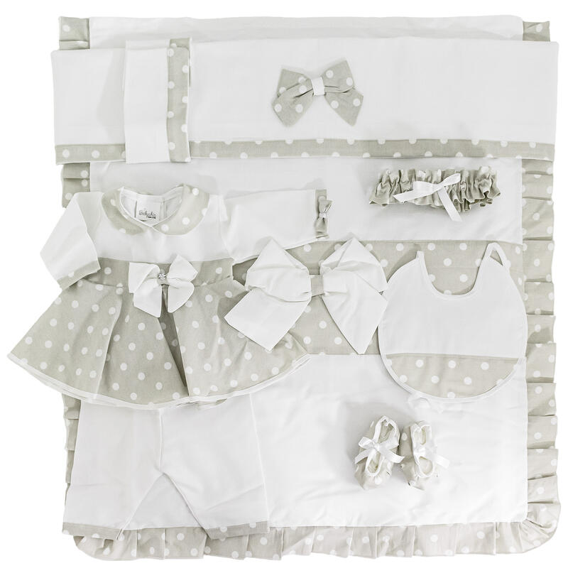 BabyChic® Corredino "Pois" Estivo Bianco-Tortora