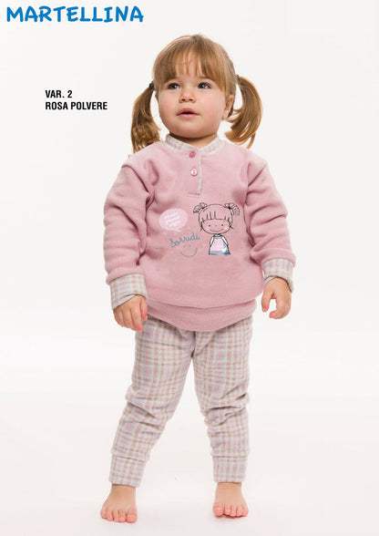 Martellina® Pigiama Punto Milano "Smile" Rosa Polvere