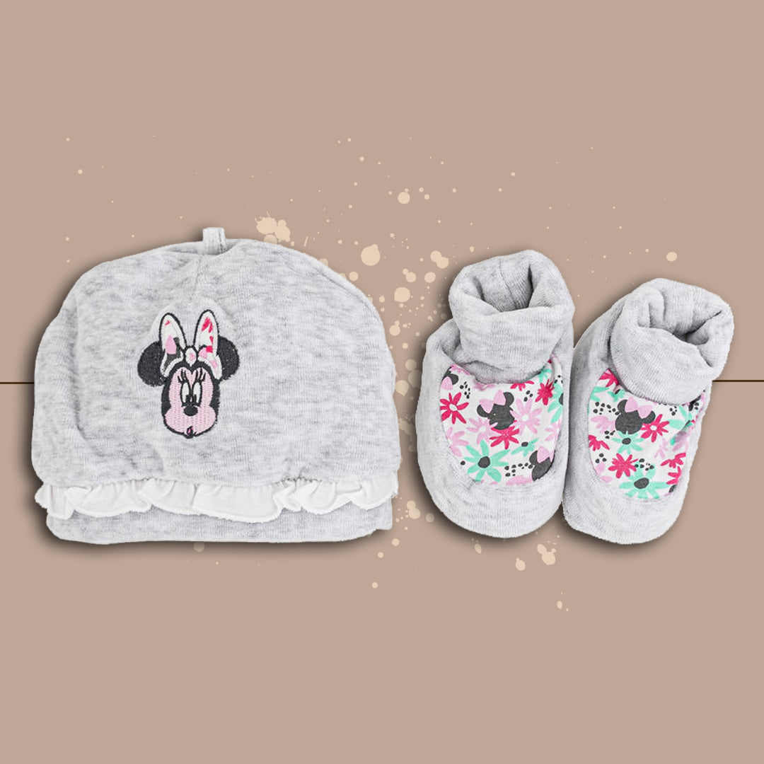 DisneyBaby Set Cappellino e Scarpine Minnie,Ciniglia,Grigio