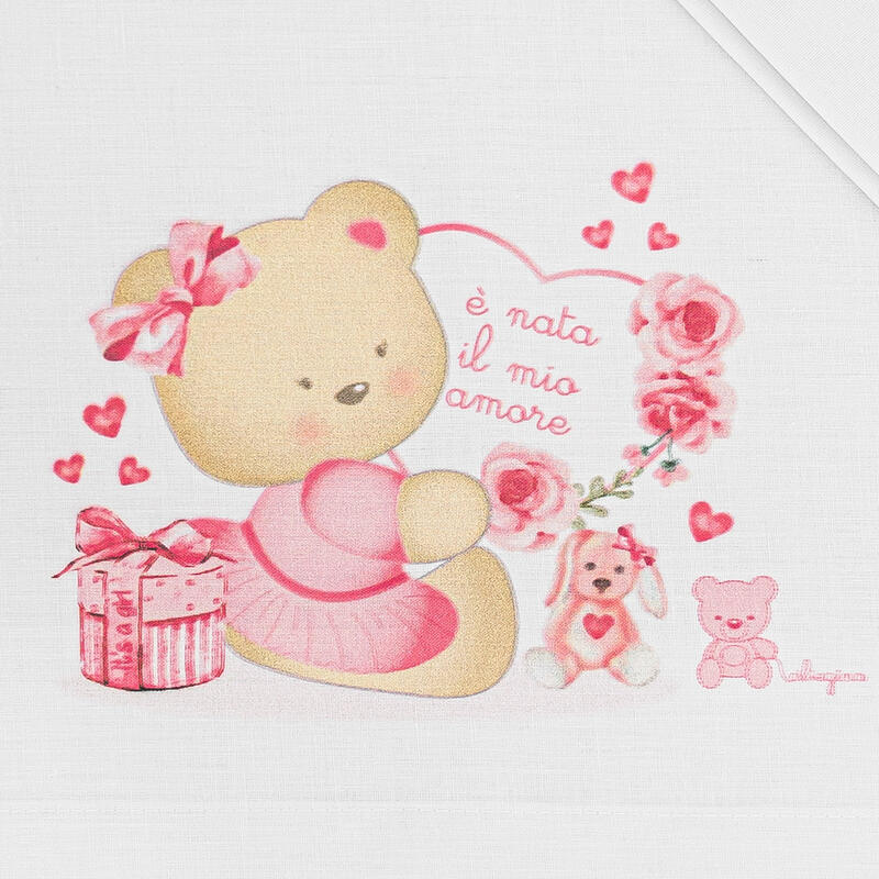 Ciliegina® Lenzuolino Culla Ricamato 3PZ "Heart-Bear"