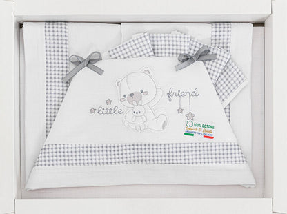 Preziosini® Lenzuolino Culla 3PZ "LittleFriend" Grigio