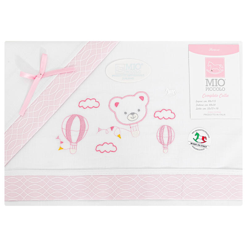 MioPiccolo® Lenzuolino Culla 3PZ "Mongolfiera" Rosa