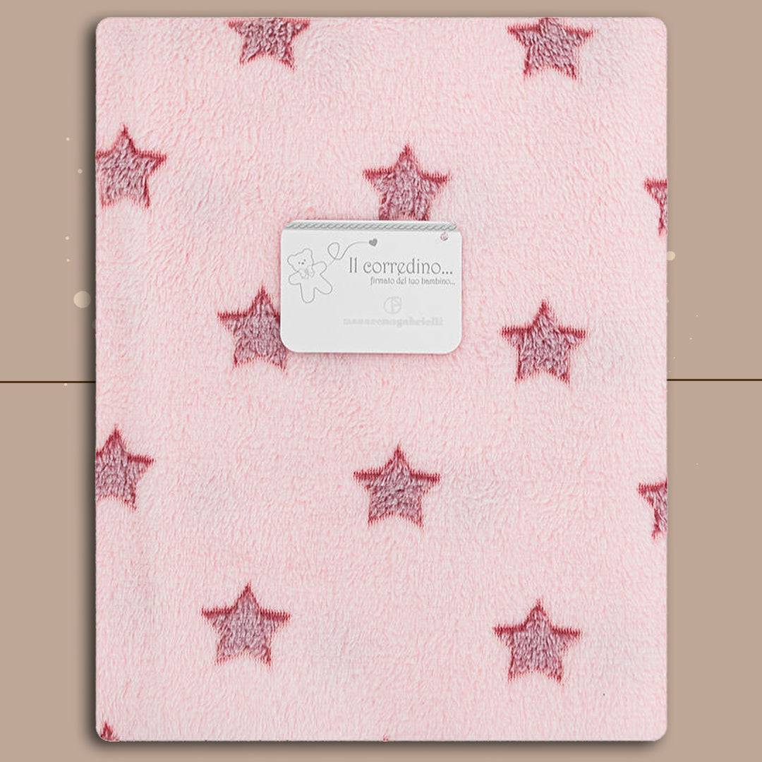 Nazareno Gabrielli® Coperta Culla Coral "Stelle" Rosa