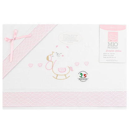 MioPiccolo® Lenzuolino Lettino 3PZ "Cavalluccio" Color Rosa