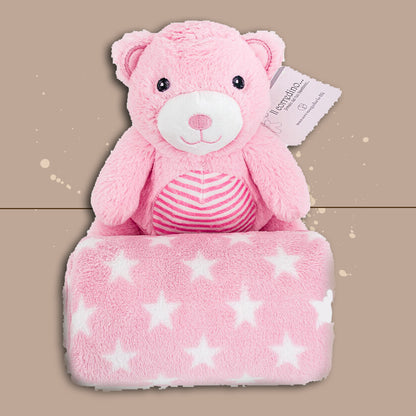 Nazareno Gabrielli® Coperta Culla Pile + Pupazzo "Bear" Rosa