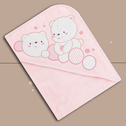 BrucoBruco® Accappatoio Triangolo "BearLove" Color Rosa