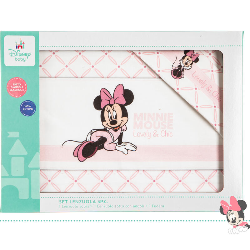 DisneyBaby® Lenzuolino Lettino 3PZ "MinnieChic" Rosa