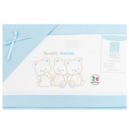 MioPiccolo® Lenzuolino Culla 3PZ "Bears" Color Cielo