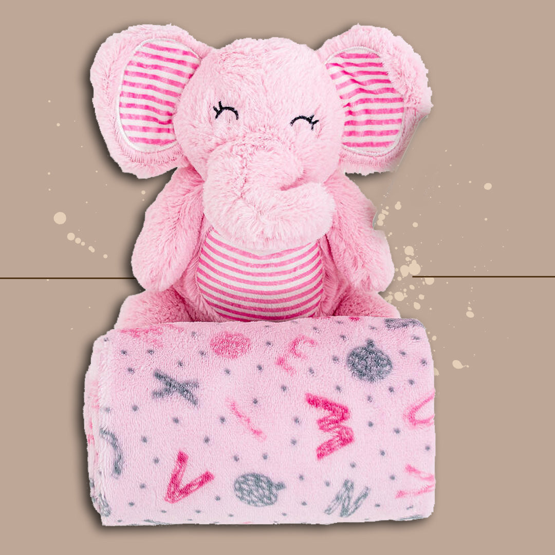 Nazareno Gabrielli® Coperta Culla Pile + Pupazzo "Elephant" Rosa