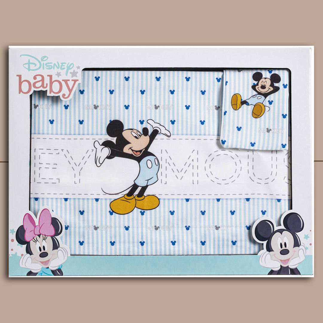 DisneyBaby Set Lenzuolo Culla 3 Pezzi MickeyMouse EC0232WD,Cielo