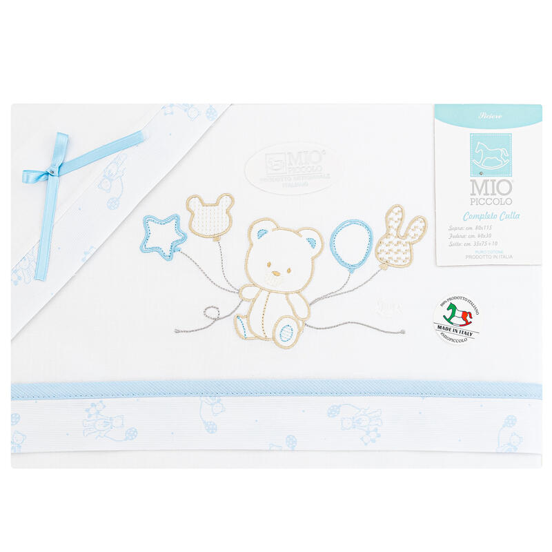 MioPiccolo® Lenzuolino Culla 3PZ "BearsBalloon" Color Cielo