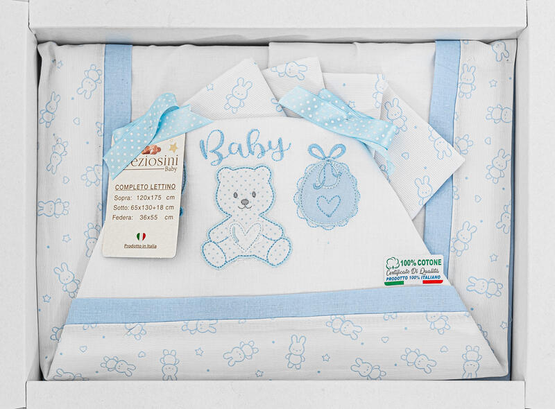 Preziosini® Lenzuolino Lettino 3PZ "Baby" Color Cielo