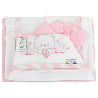 I Batuffolini® Lenzuolino Culla 3PZ "Teddy" Rosa