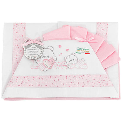 I Batuffolini® Lenzuolino Culla 3PZ "LoveBear" Rosa