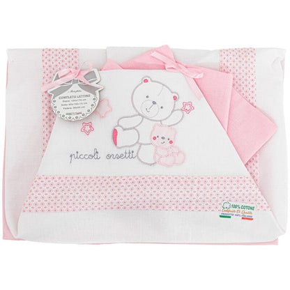 I Batuffolini® Lenzuolino Lettino 3PZ "Orsetti" Rosa