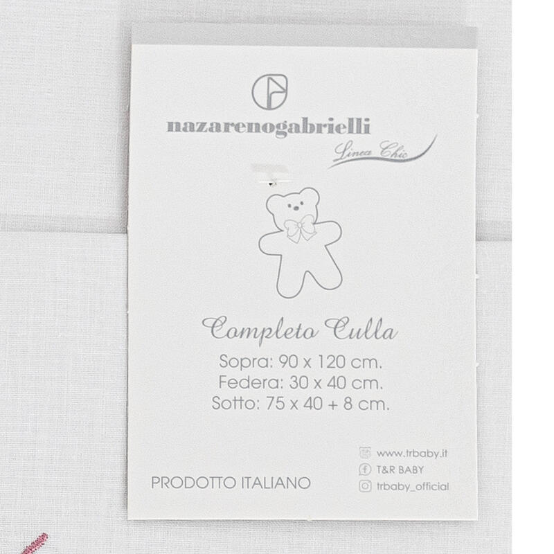 Nazareno Gabrielli® Lenzuolino Culla Ricamato 3PZ "Little"