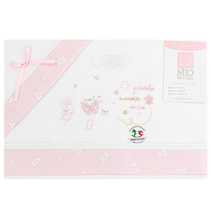 MioPiccolo® Lenzuolino Culla 3PZ "PiccoloAmore" Color Rosa