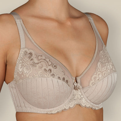 Selene® "MARILUZ" Reggiseno in Pizzo Floreale Senza Imbottitura con Ferretto Tierra