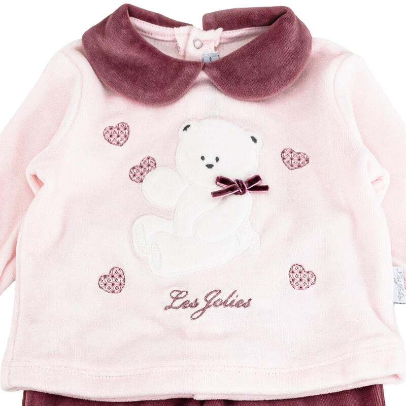 LesJolies Completino 2 Pezzi BearInLove,Rosa-Cipolla,Ciniglia