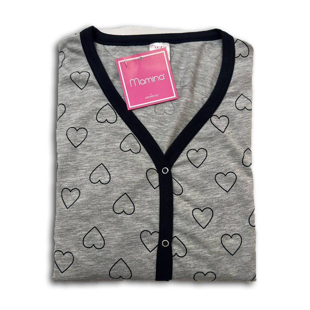 Mamina Camicia da Notte Mezza Manica Premaman Z9182,Grigio