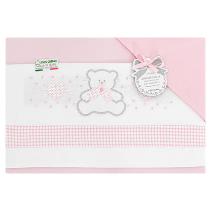 I Batuffolini® Lenzuolino Culla 3PZ "BearInLove" Rosa