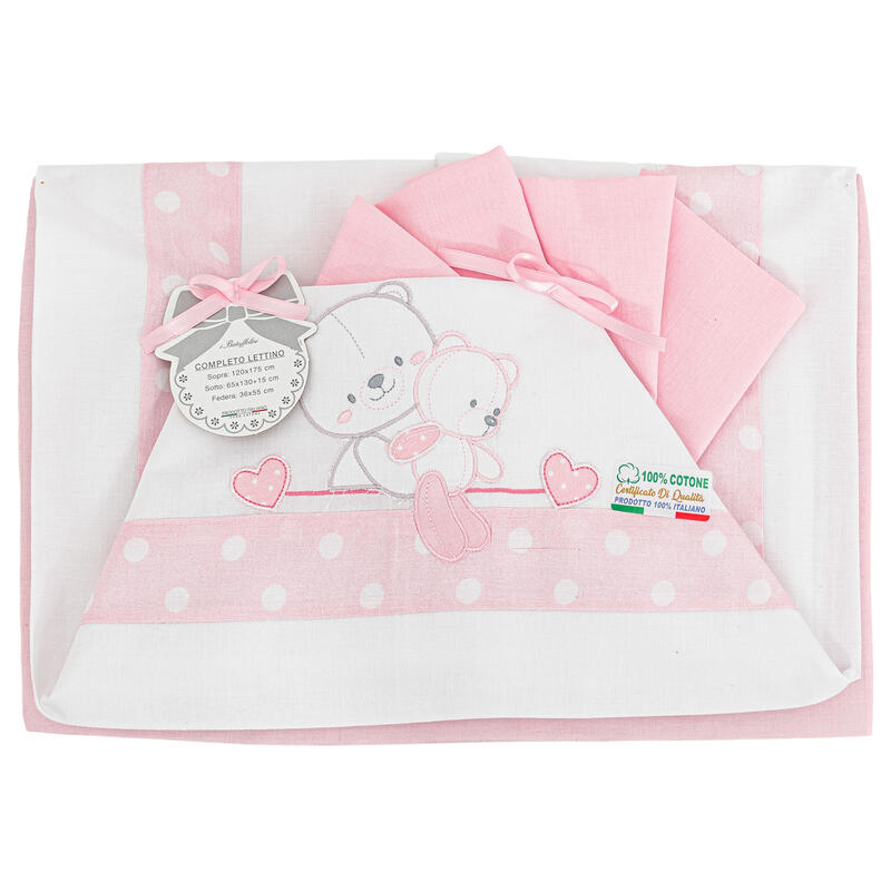 I Batuffolini® Lenzuolino Lettino 3PZ "BearS" Rosa