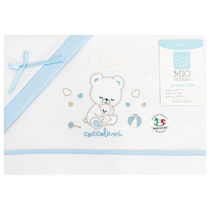 MioPiccolo® Lenzuolino Culla 3PZ "Coccolami" Cielo