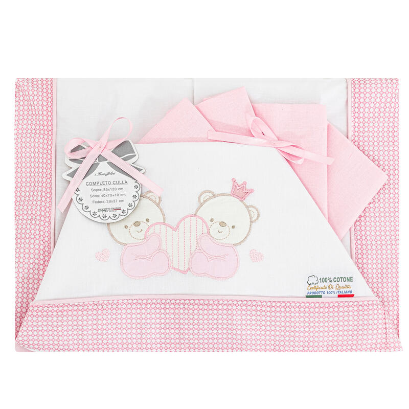 I Batuffolini® Lenzuolino Culla 3PZ "BearLove" Rosa