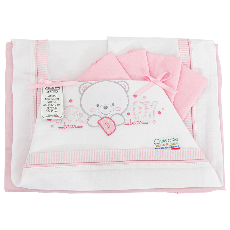 I Batuffolini® Lenzuolino Lettino 3PZ "Teddy" Rosa