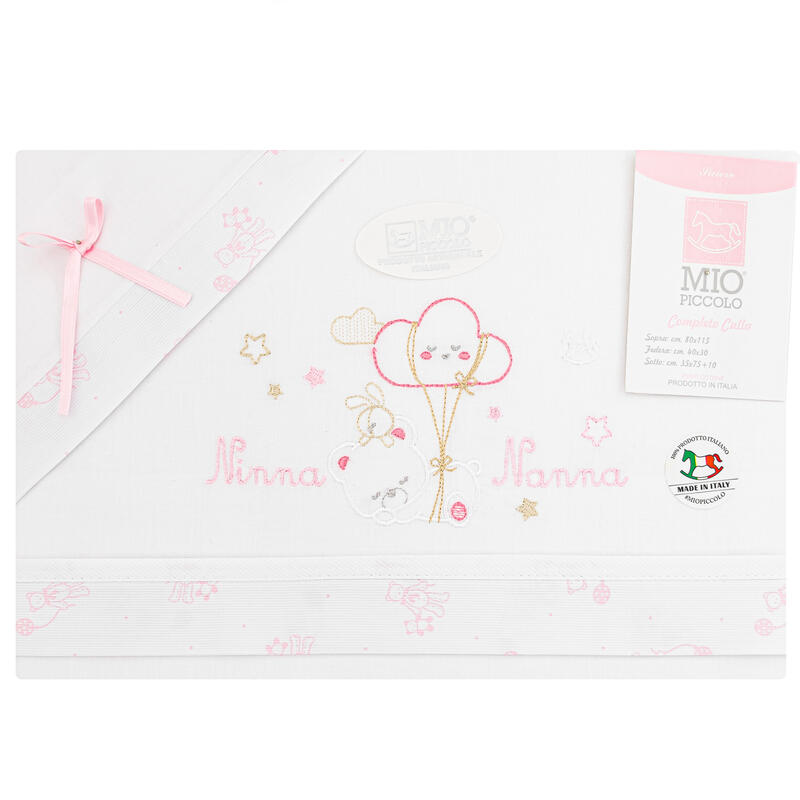 MioPiccolo® Lenzuolino Culla 3PZ "NinnaNanna" Color Rosa