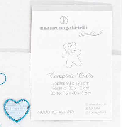 Nazareno Gabrielli® Lenzuolino Culla Ricamato 3PZ "LittleLove"