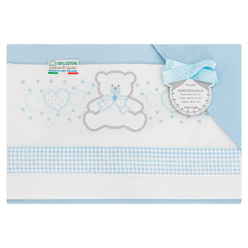 I Batuffolini® Lenzuolino Culla 3PZ "BearInLove" Cielo