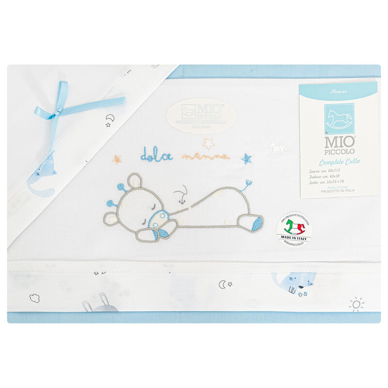 MioPiccolo® Lenzuolino Culla 3PZ "DolceNanna" Cielo