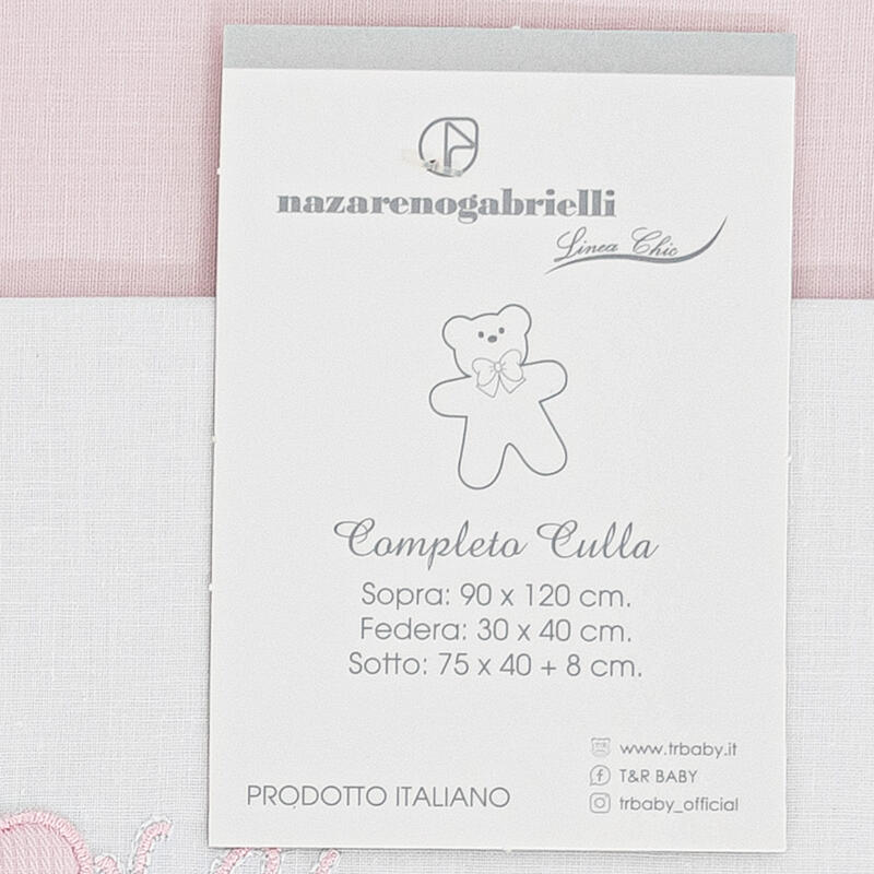 Nazareno Gabrielli® Lenzuolino Culla Ricamato 3PZ "Amore"