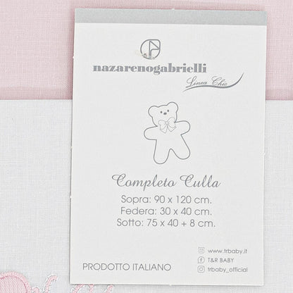 Nazareno Gabrielli® Lenzuolino Culla Ricamato 3PZ "Amore"