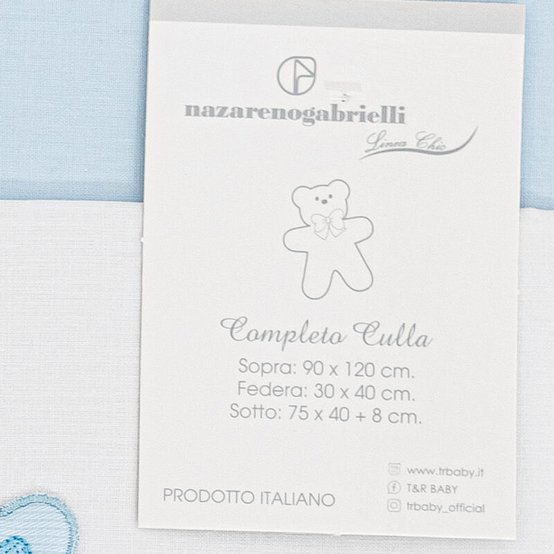 Nazareno Gabrielli® Lenzuolino Culla Ricamato 3PZ "BE-AR"