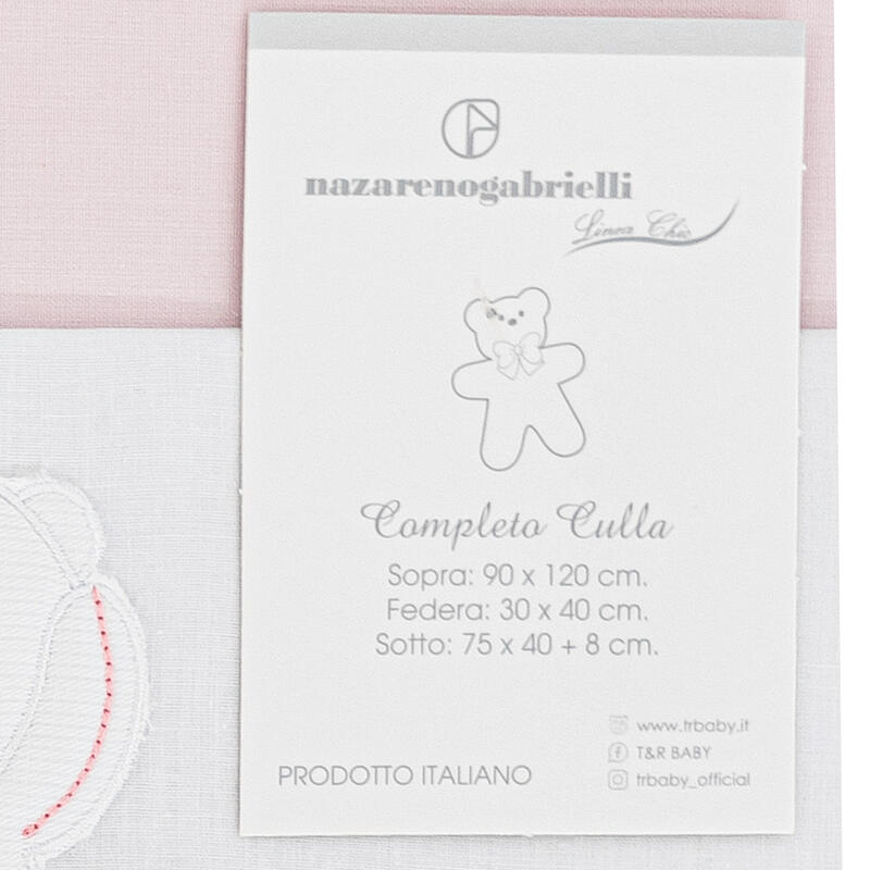 Nazareno Gabrielli® Lenzuolino Culla Ricamato 3PZ "BearInLove"