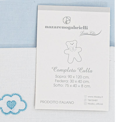 Nazareno Gabrielli® Lenzuolino Culla Ricamato 3PZ "LoveMamy"