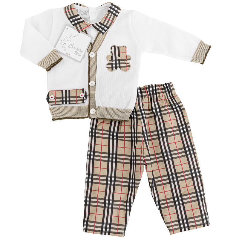 CuoricinoMio® Corredino "Bear-Tartan" Estivo | 4 Varianti Completino Pantalone Tartan Burberry