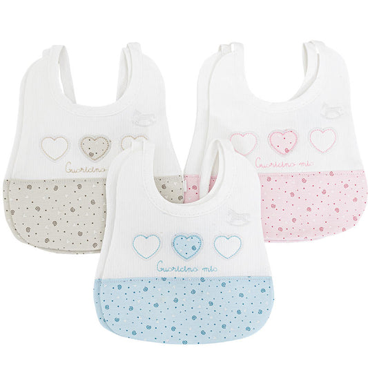 MIOPICCOLO Bavoirs en Coton Brodé Petit CoeurMio, Paquet de 6PCS, Assortis