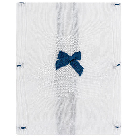 Simona Baby Blanket Cotton Thread, White-Blue