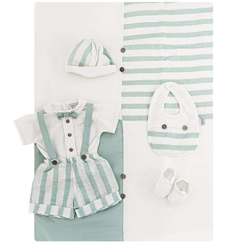 Coordinated Hophoplà, Blanket + Overalls + Shoes + Hat + Bib + 2 Bodysuits, 8 PCS