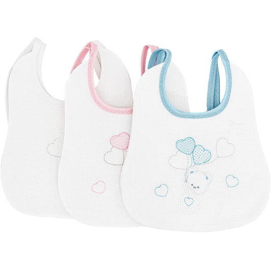 MIOPICCOLO Bavoirs Bébé Ours Coeur en Coton Brodé, Lot de 6PCS, Assortis