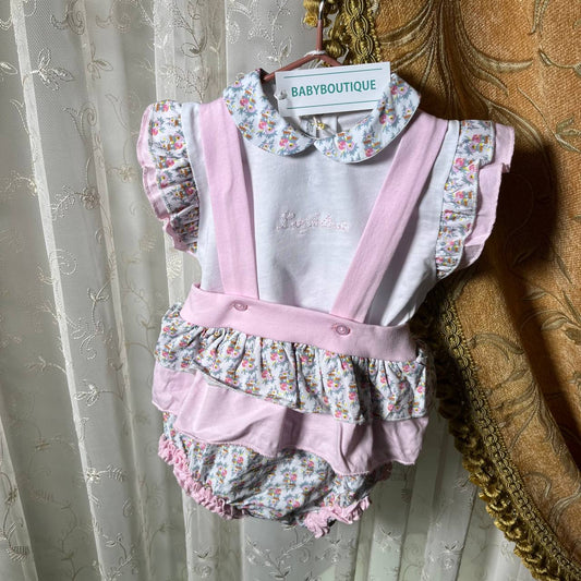 LesJolies Ensemble et Salopette avec Petites Filles Fleurs, 2Pcs