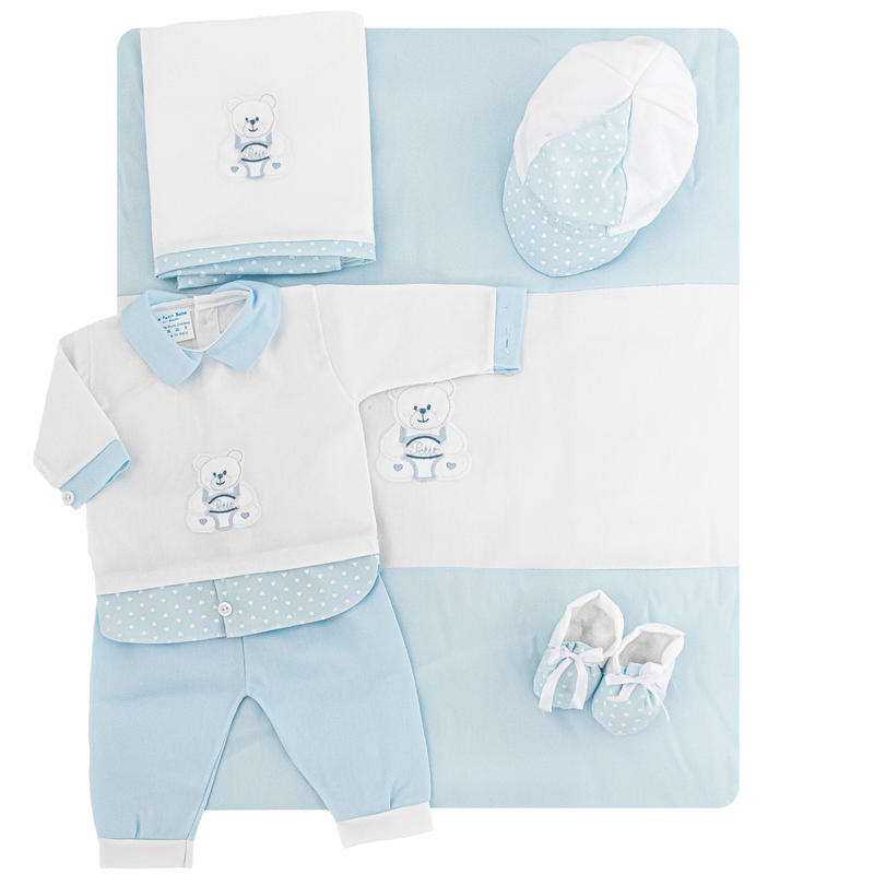 Corredino Nascita Neonato Orsetto BabyChic Estivo color Bianco-Cielo