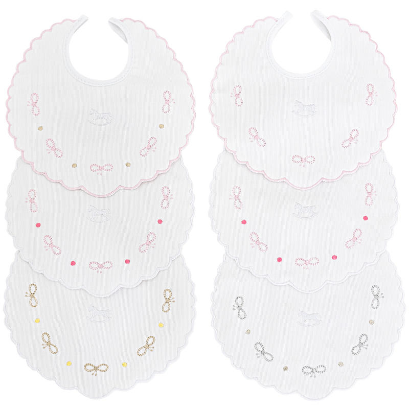 MIOPICCOLO Cotton Bibs Embroidered INFINITY Girl, Pack of 6PCS, Assorted