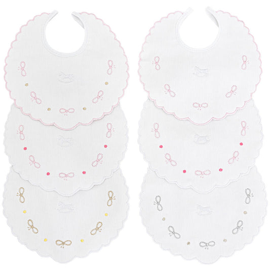 MIOPICCOLO Bavoirs en Coton Brodés INFINITY Fille, Paquet de 6PCS, Assortis