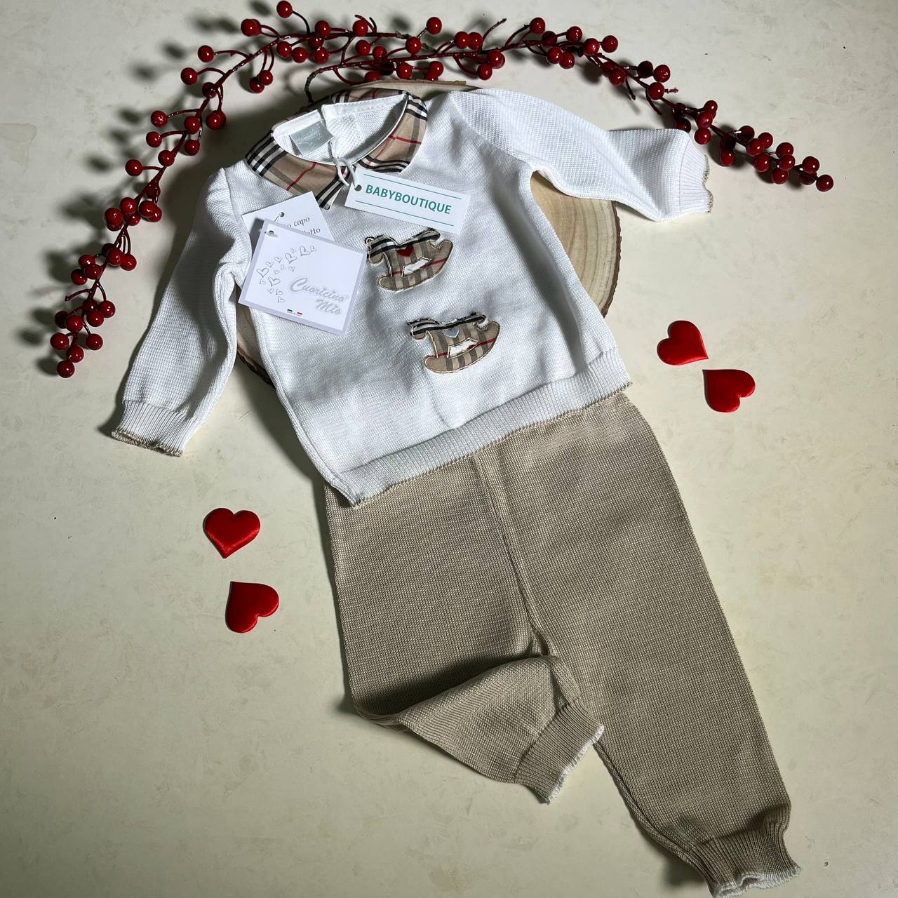 My Little Heart Suit and Burberry Style Pants, 2Pcs