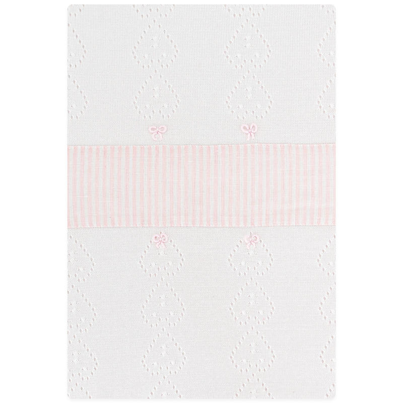 Couverture pour bébé La Margherita en fil de coton, blanc-rose