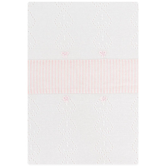 Couverture pour bébé La Margherita en fil de coton, blanc-rose